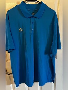 Men’s Blue Walmart Uniform Polo Shirt With Short Sleeves Size 2XL Good Condition
